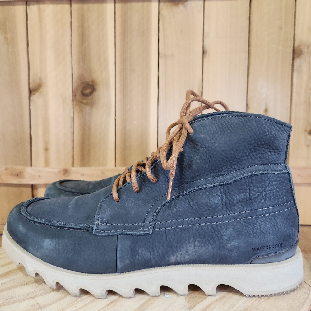 Sorel Kezar Moc Boots Mens 12 Blue Leather Waterproof Ankle Chukka Winter